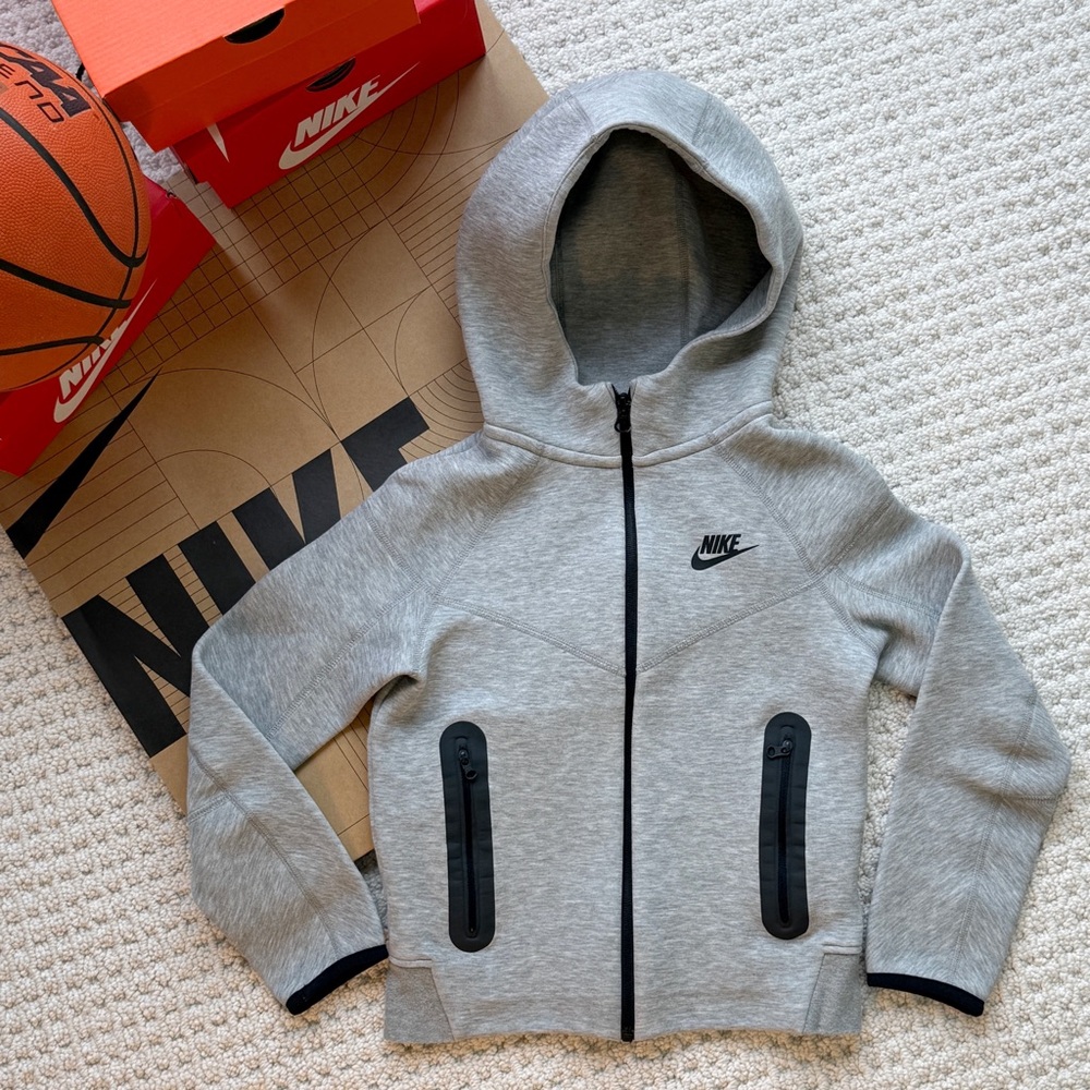 Bundle: Kids Nike Tech Blue Zip-Up Hoodies - Grey & Royal/Navy - Picture 5 of 8